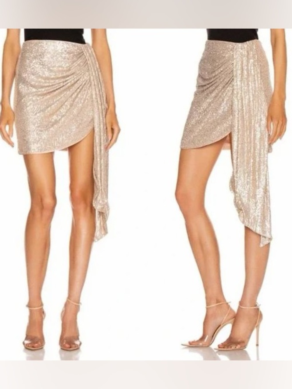 Jonathan Simkhai Sequin Drape Panel Miniskirt
